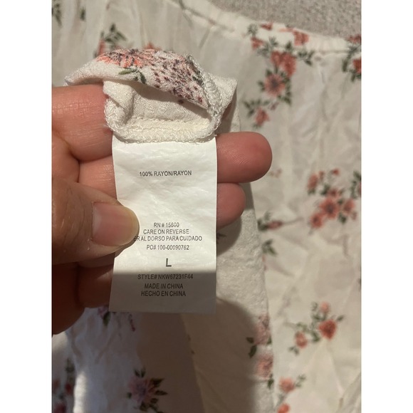 Rewind Floral Blouse Women's Long Sleeve Top Cream Pink Casual L - Picture 7 of 7